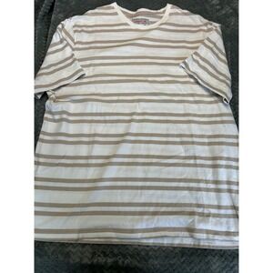 Saddlebred Comfort Tee Tan White Striped Cotton Crewneck T-Shirt XL